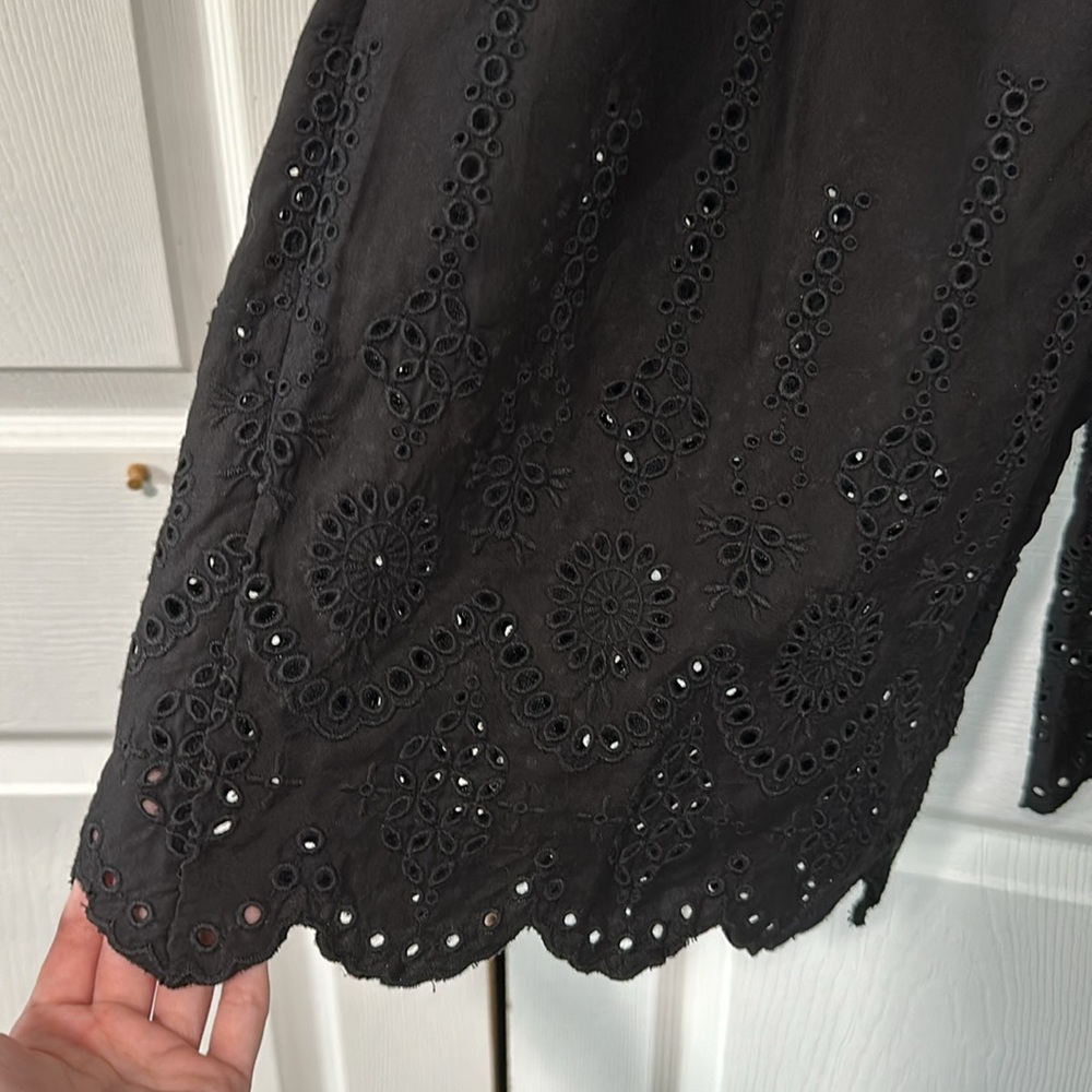 Anthropologie Black Hem Designed Wide-Leg Pants - Picture 4 of 11